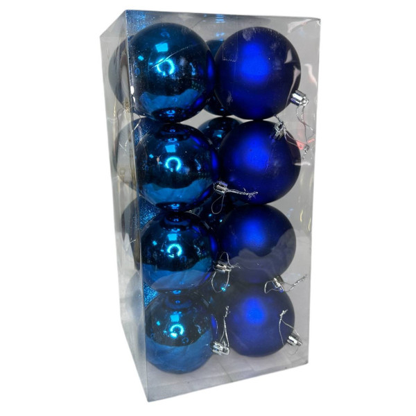 Набір іграшок на ялинку K68-31 19461 8 см 16 шт синій