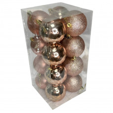 Набір іграшок на ялинку K97-71 19456 8 см 16 шт пудровий