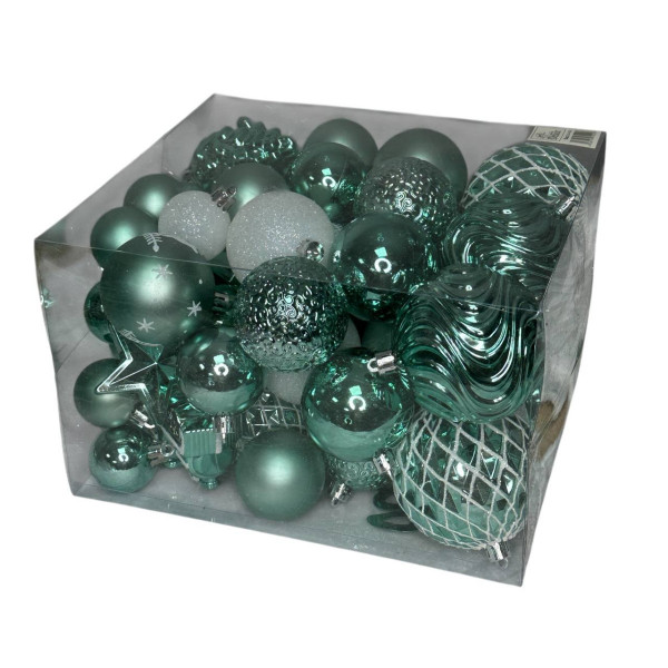Набір іграшок на ялинку LG-102-2 19547 65 шт бірюзовий