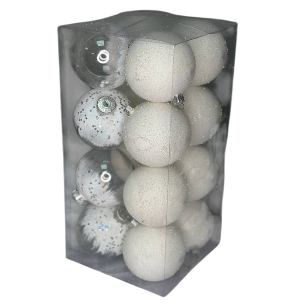 Набір іграшок на ялинку Зірки K72-01 19540 8 см 16 шт білий