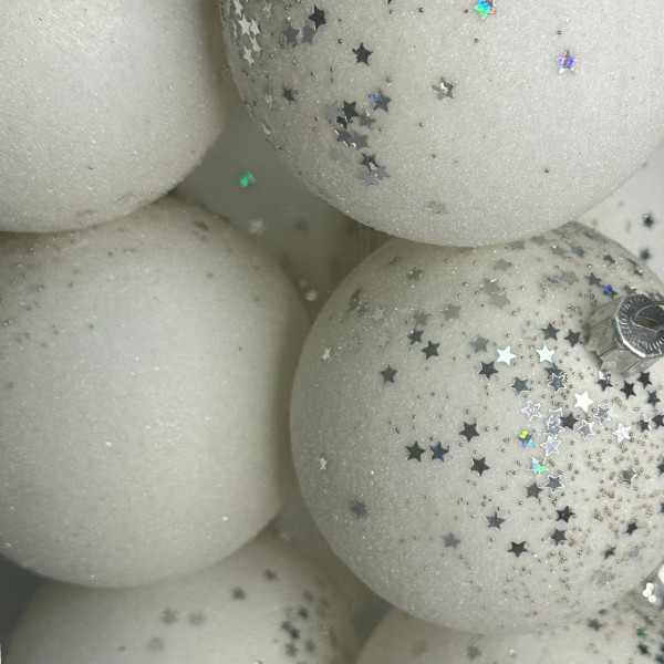 Набір іграшок на ялинку Зірки K83-69 19539 8 см 16 шт білий оксамит