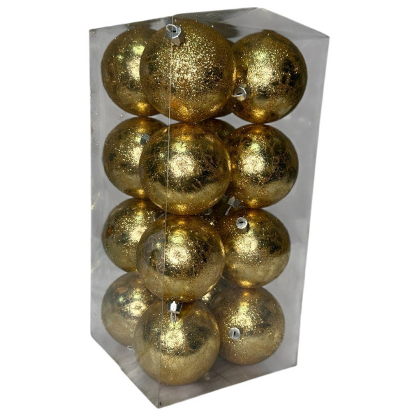 Набір іграшок на ялинку Ретро K09-81 19543 8 см 16 шт золотистий