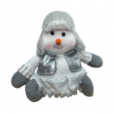 Фігура новорічна сидяча Сніговик 19586 25 см сіра