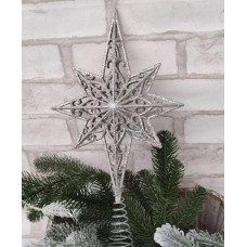 Верхівка на ялинку Зірка 14707 40 см срібляста