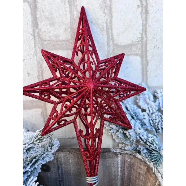 Верхівка на ялинку Зірка 14709 40 см червона