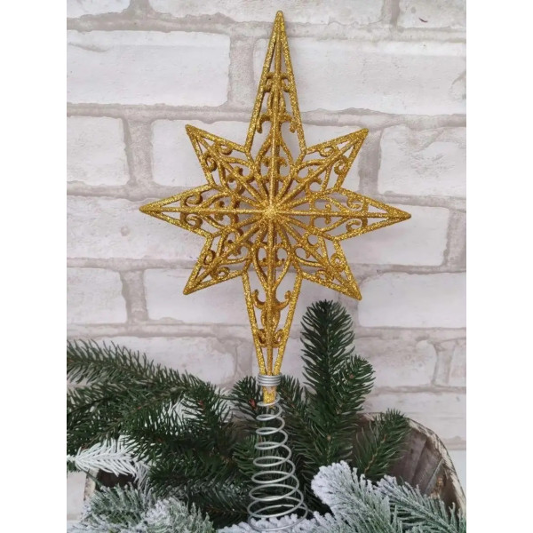 Верхівка на ялинку Зірка 14710 40 см золотиста