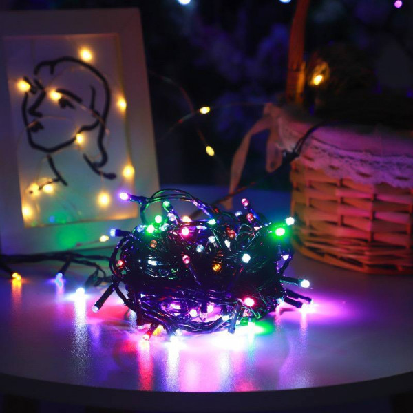 Гірлянда світлодіодна від мережі із чорним проводом Y25-02 19601 3.5 м 100 LED мультиколор
