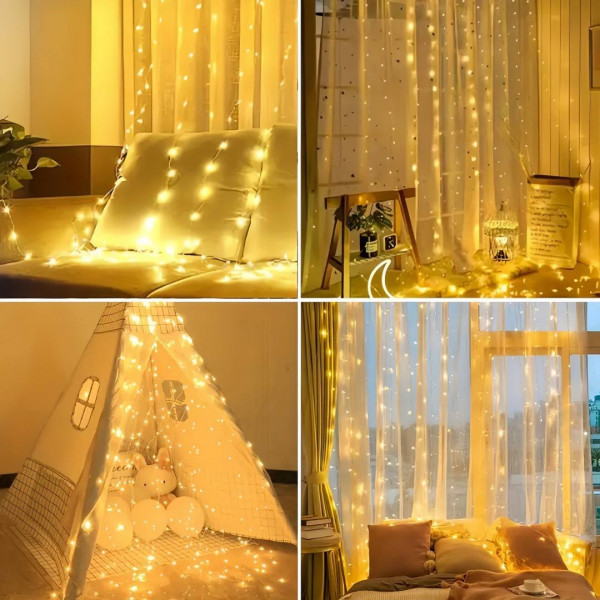 Гірлянда світлодіодна від мережі Штора Y25-11WW 19606 3х3 м теплий жовтий