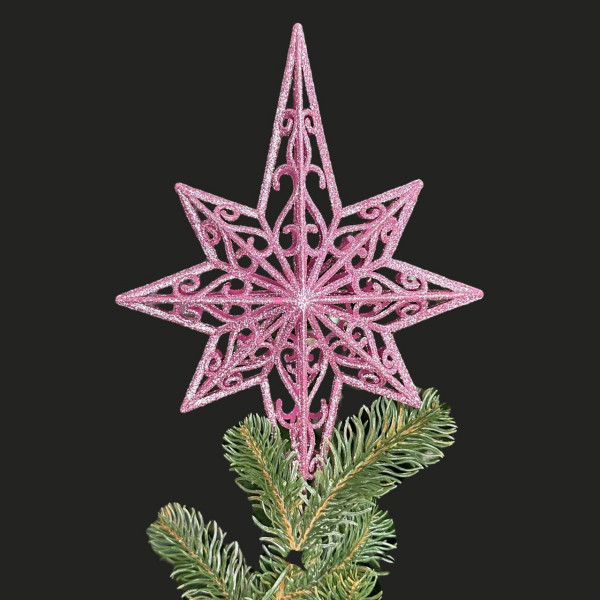 Верхівка на ялинку Зірка 19621 40 см рожева