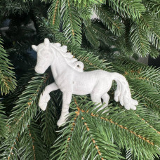 Іграшка на ялинку Кінь 19612 12х10 см білий з оксамитом