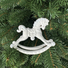 Іграшка на ялинку Кінь 19616 12х9 см білий з оксамитом