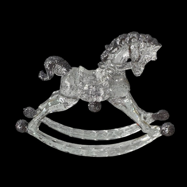 Іграшка на ялинку Кінь 19619 12х9 см прозорий з сріблястим