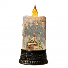 Куля новорічна декоративна світиться Свічка 19622 8х12х24 см тепла жовта