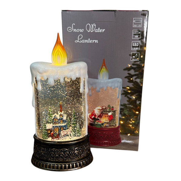 Куля новорічна декоративна світиться Свічка 19622 8х12х24 см тепла жовта