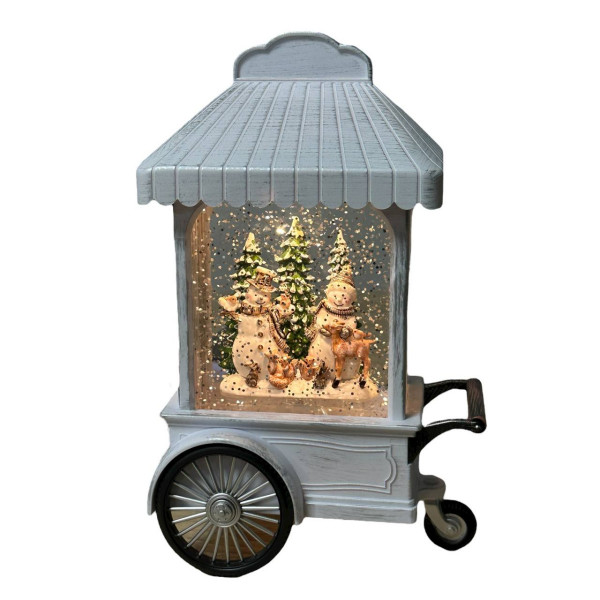 Куля новорічна декоративна світиться Візок новорічний 19624 21х13 см білий