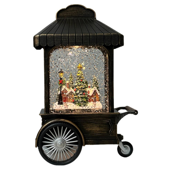 Куля новорічна декоративна світиться Візок новорічна 19625 21х13 см коричневий