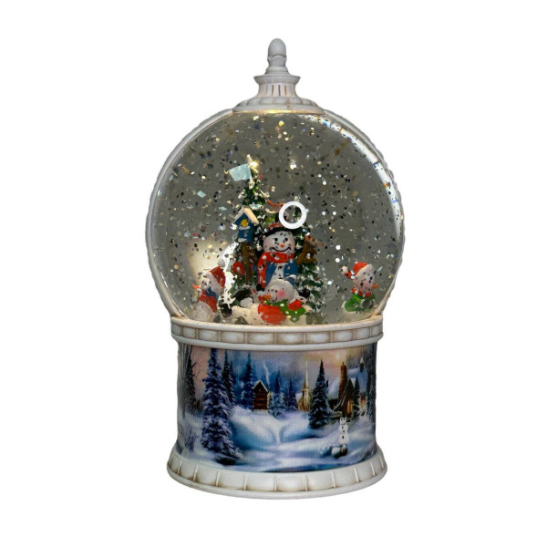 Куля новорічна декоративна що світиться Сніговик 19626 10х16 см