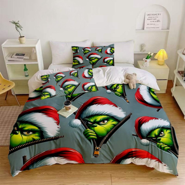 Постільна білизна 3D полуторна з мікросатину Історії з Грінчем 32219 150х215 см 70х70 см
