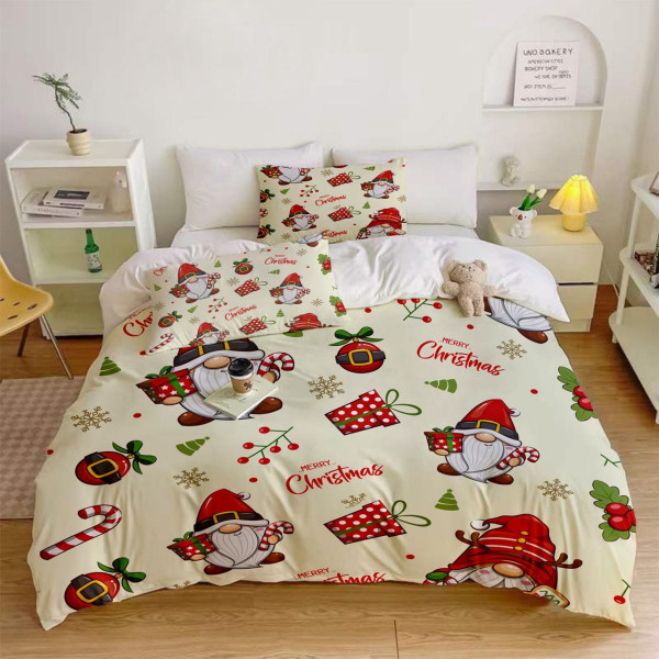 Постільна білизна 3D полуторна з мікросатину Новорічні Санти 32214 150х215 см 50х70 см