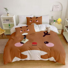 Постільна білизна 3D полуторна з мікросатину Новорічне оленя 32224 150х215 см 70х70 см