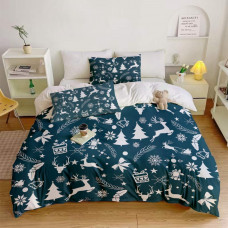 Постільна білизна 3D полуторна з мікросатину Новорічна атмосфера 32216 150х215 см 50х70 см