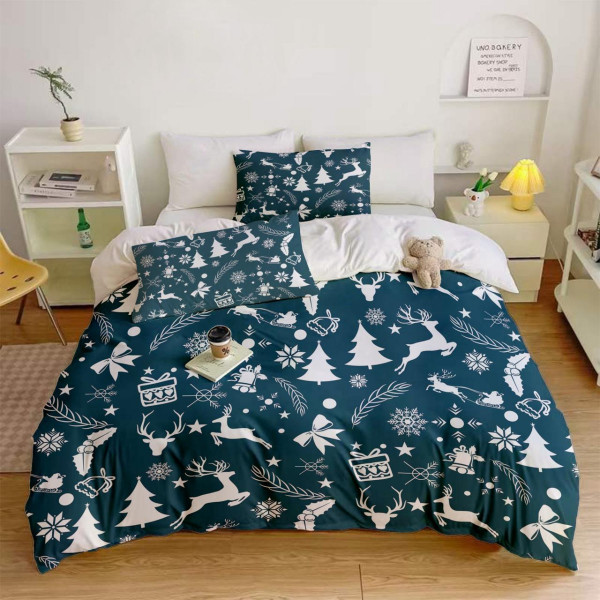 Постільна білизна 3D полуторна з мікросатину Новорічна атмосфера 32216 150х215 см 50х70 см