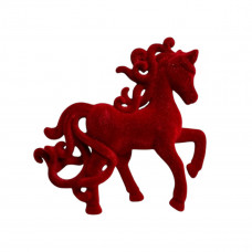 Іграшка на ялинку Кінь 19688 10х9 см червона
