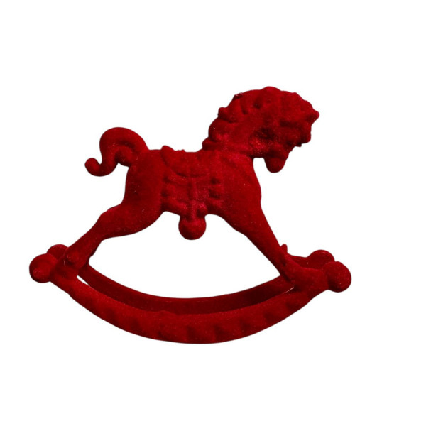 Іграшка на ялинку Кінь 19689 12х9 см червона