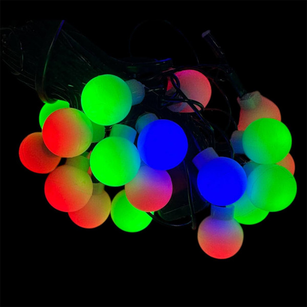 Гірлянда Y6366-1M 20 ламп 2 метра, чорний провід, резетка, мультиколір