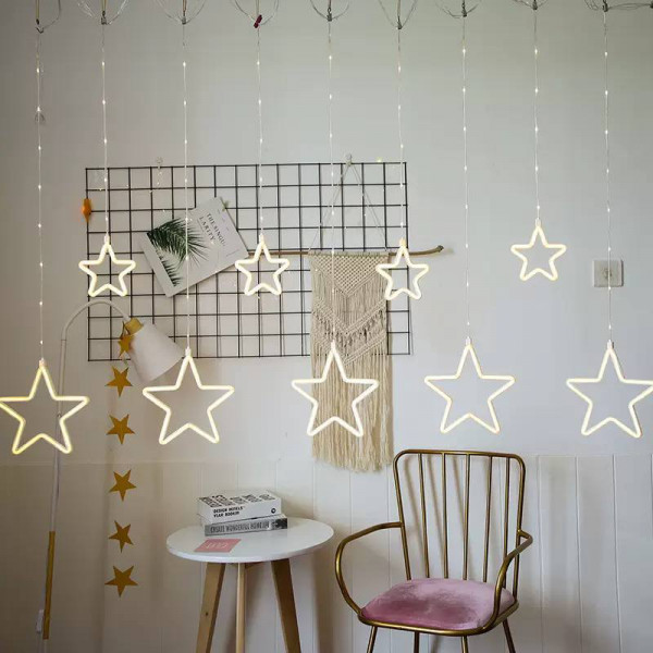 Гірлянда світлодіодна від мережі штора Зірки Y-0103WW 19703 1.5х2.5 м теплий жовтий