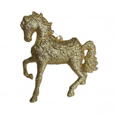 Іграшка на ялинку Кінь 19696 9х10 см золотиста