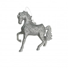 Іграшка на ялинку Кінь 19697 9х10 см сріблястий