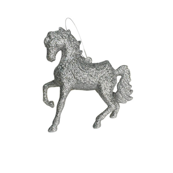 Іграшка на ялинку Кінь 19697 9х10 см сріблястий