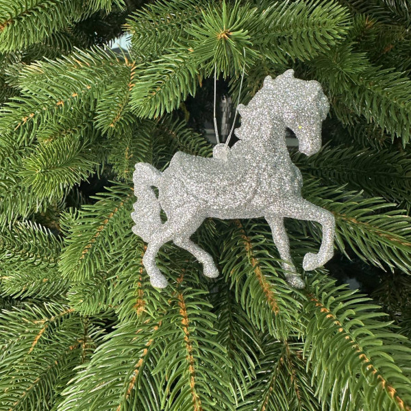Іграшка на ялинку Кінь 19697 9х10 см сріблястий