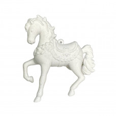 Іграшка на ялинку Кінь 19698 9х10 см білий