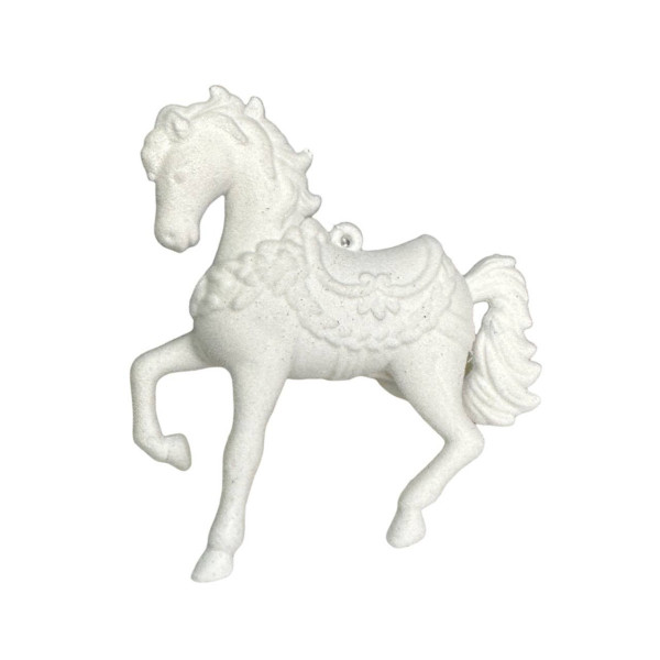 Іграшка на ялинку Кінь 19698 9х10 см білий