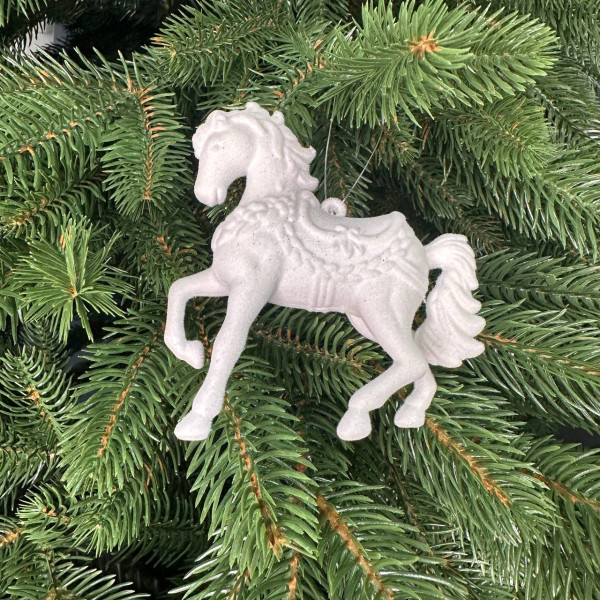 Іграшка на ялинку Кінь 19698 9х10 см білий