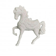 Іграшка на ялинку Кінь 19699 9х10 см білий з блискітками