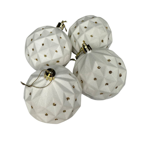 Набір іграшок на ялинку 19694 8 см 4 шт білий оксамит