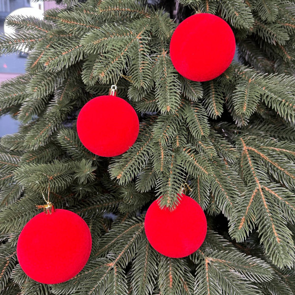 Набір іграшок на ялинку 19695 8 см 4 шт червоний оксамит