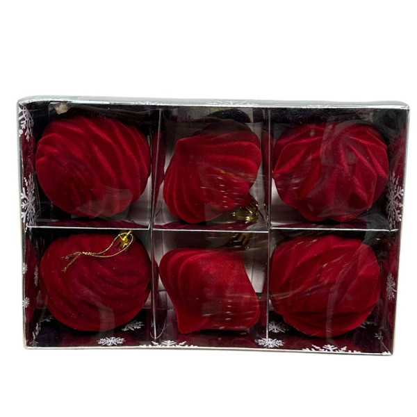 Набір іграшок на ялинку P26-89 19682 8 см 6 шт червоний