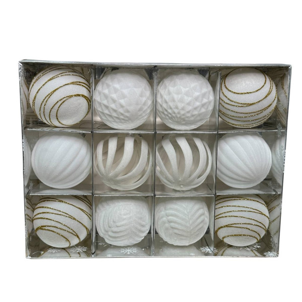 Набір іграшок на ялинку P26-94 19681 8 см 12 шт білий