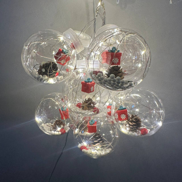 Гірлянда світлодіодна від мережі Штора Кулі сніжні Y-20-77WW 19708 3х0.5 м 10 LED теплий жовтий