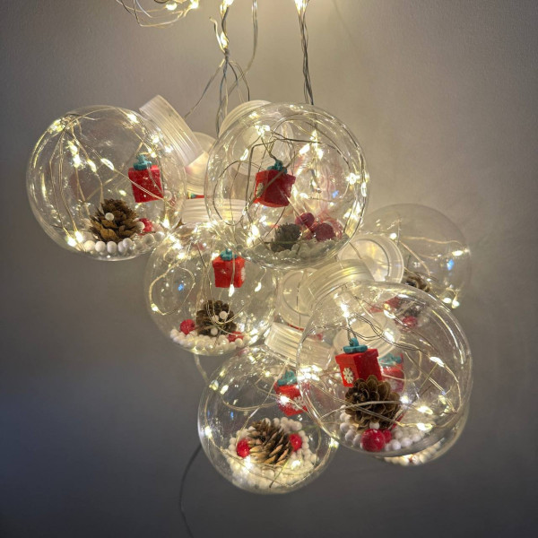 Гірлянда світлодіодна від мережі Штора Кулі сніжні Y-20-77WW 19708 3х0.5 м 10 LED теплий жовтий