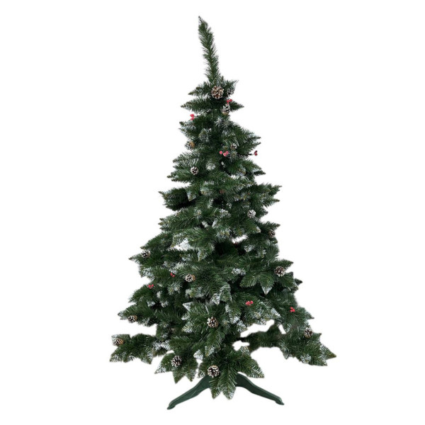 Ялинка штучна с шишками и калиной 19372 1.5 м зелена