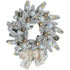 Вінок штучний різдвяний засніжений 19744 40 см бежевий