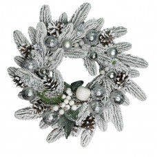 Вінок штучний різдвяний засніжений 19746 40 см сріблястий