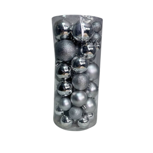 Набір іграшок на ялинку K73-51 19737 56 шт сріблястий