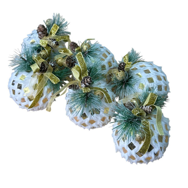 Набір іграшок на ялинку вовняних Ромб золотистий 19729 8 см 6 шт