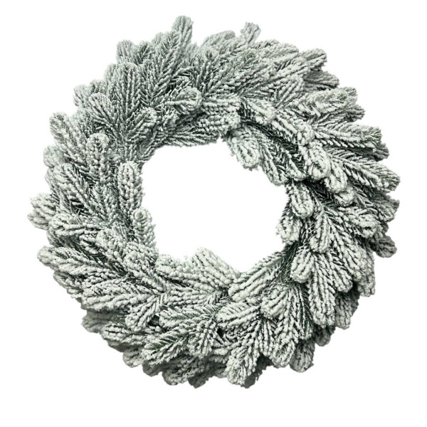 Вінок штучний різдвяний без декору 19751 40 см білий із зеленим